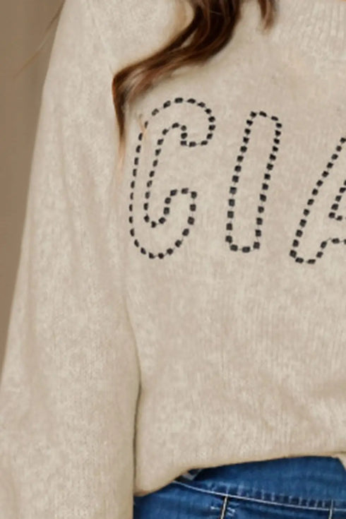 'Luna' Printed "CIAO" Dropped Shoulder Sweater - Celes Fashion